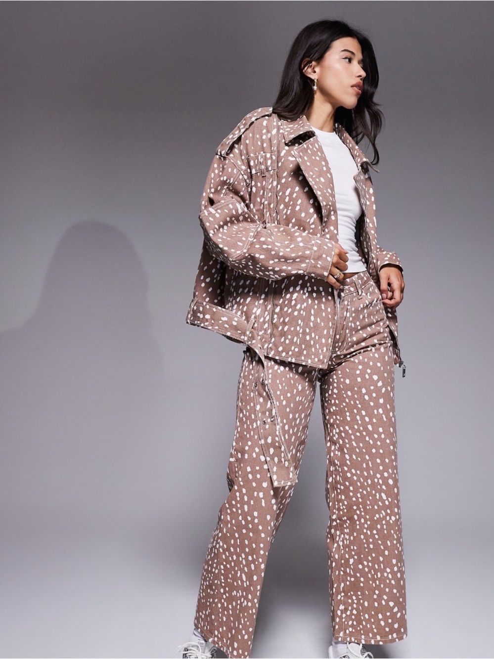 Liquor N Poker oversized biker jacket in bambi print (part of a set)